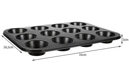 Teflonový pečicí plech na muffiny + 12 silikonových košíčků