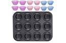 Teflonový pečicí plech na muffiny + 12 silikonových košíčků