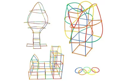 Barevná 3D stavebnice z brček 408 ks – kreativní hra pro děti