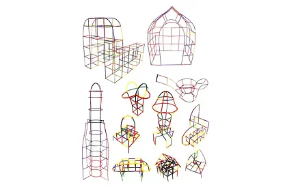 Barevná 3D stavebnice z brček 408 ks – kreativní hra pro děti