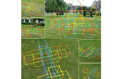 Barevná 3D stavebnice z brček 408 ks – kreativní hra pro děti