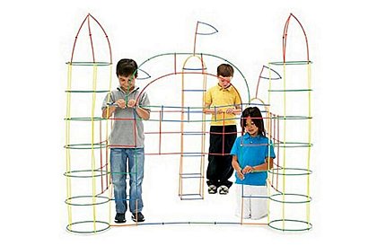 Barevná 3D stavebnice z brček 408 ks – kreativní hra pro děti