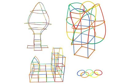 Barevná 3D stavebnice z brček 408 ks – kreativní hra pro děti