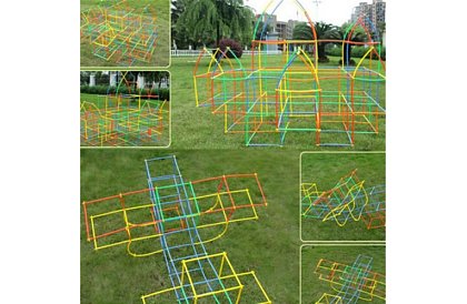 Barevná 3D stavebnice z brček 408 ks – kreativní hra pro děti