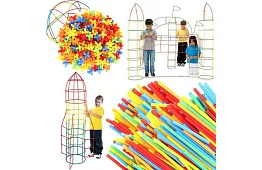 Barevná 3D stavebnice z brček 408 ks – kreativní hra pro děti
