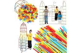 Barevná 3D stavebnice z brček 408 ks – kreativní hra pro děti