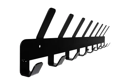 Nástěnný věšák na bundy a kabáty – černý, 17 háčků