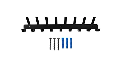 Nástěnný věšák na bundy a kabáty – černý, 17 háčků