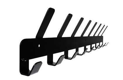 Nástěnný věšák na bundy a kabáty – černý, 17 háčků