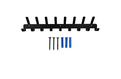 Nástěnný věšák na bundy a kabáty – černý, 17 háčků