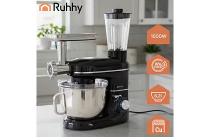 Kuchyňský robot 1500 W RUHHY 3 v 1 s mixérem a mlýnkem na maso – mísa 6,2 l