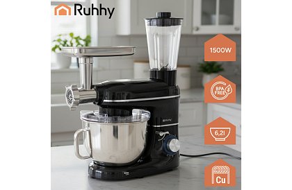 Kuchyňský robot 1500 W RUHHY 3 v 1 s mixérem a mlýnkem na maso – mísa 6,2 l