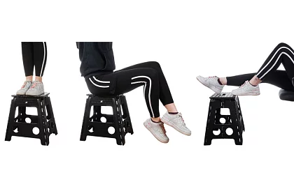 Skládací stolička – taburet černobílý