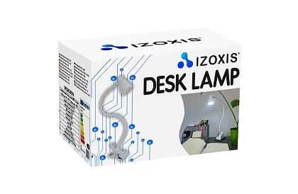 LED lampa na psací stůl s kovovým klipem - bílá