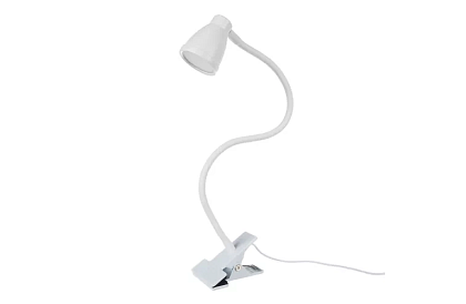 LED lampa na psací stůl s kovovým klipem - bílá