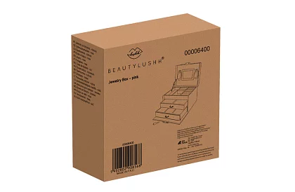 Elegantní šperkovnice – růžová se zámkem a saténovým povrchem