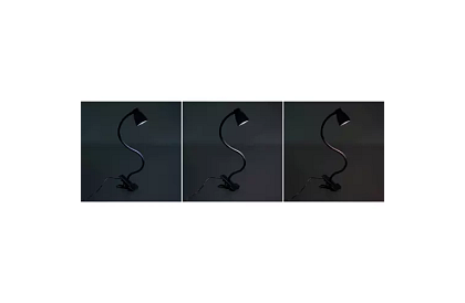 LED lampa na psací stůl s kovovým klipem – černá