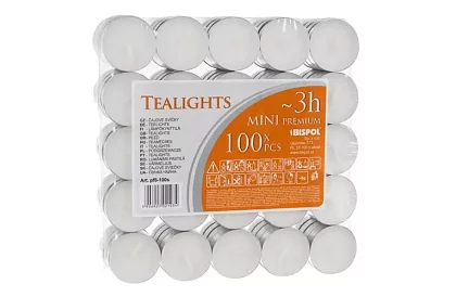 Čajové svíčky bílé – hoření 3 hod. - balení 100 ks