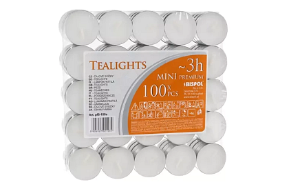 Čajové svíčky bílé – hoření 3 hod. - balení 100 ks