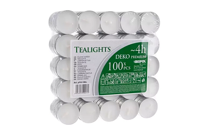 Čajové svíčky bílé – hoření 4 hod. – balení 100 ks