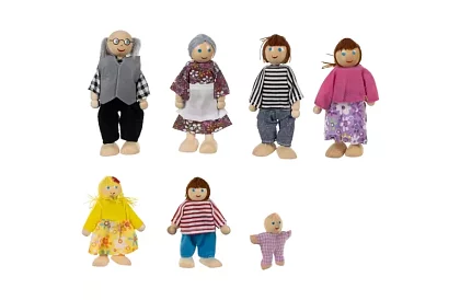 Dřevěné panenky do dětských domečku – 7 ks