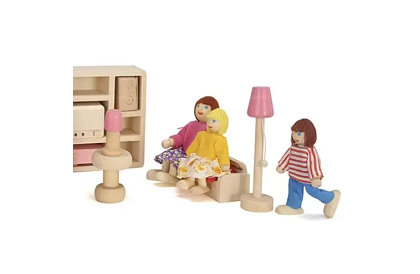 Dřevěné panenky do dětských domečku – 7 ks