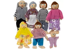 Dřevěné panenky do dětských domečku – 7 ks