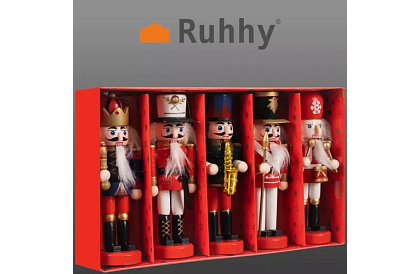 Set dřevěných louskáčků – Vánoční dekorace 5 ks