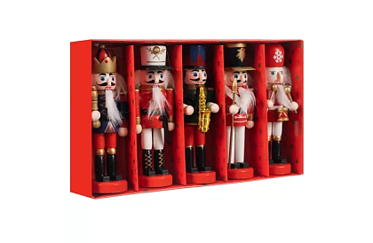 Set dřevěných louskáčků – Vánoční dekorace 5 ks