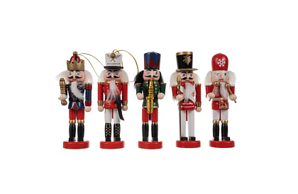 Set dřevěných louskáčků – Vánoční dekorace 5 ks