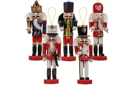 Set dřevěných louskáčků – Vánoční dekorace 5 ks