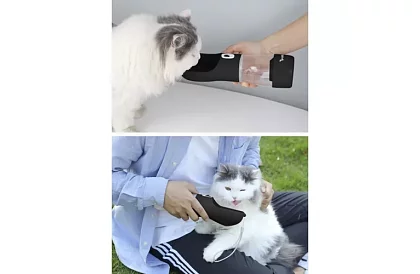 Cestovní láhev na vodu pro psy s miskou na pamlsky