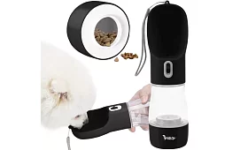 Cestovní láhev na vodu pro psy s miskou na pamlsky