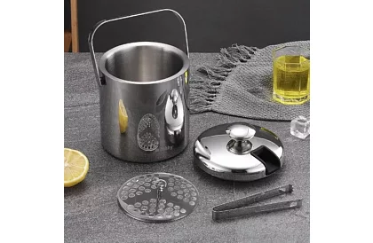 Zásobník na led 1,3 litrů – kbelík s víčkem a kleštěmi