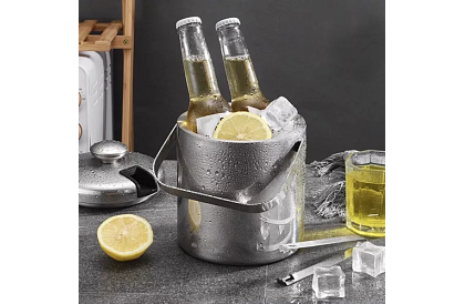 Zásobník na led 1,3 litrů – kbelík s víčkem a kleštěmi