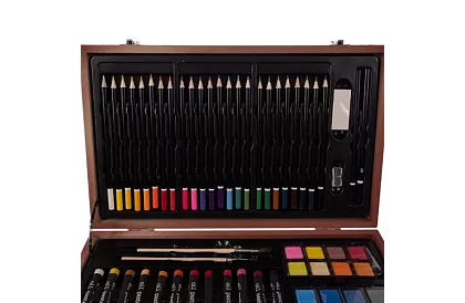 Sada na malování v dřevěném pouzdře – 130 položek