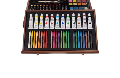 Sada na malování v dřevěném pouzdře – 130 položek