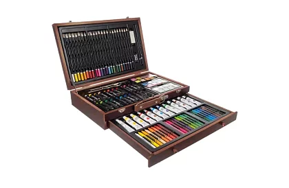 Sada na malování v dřevěném pouzdře – 130 položek