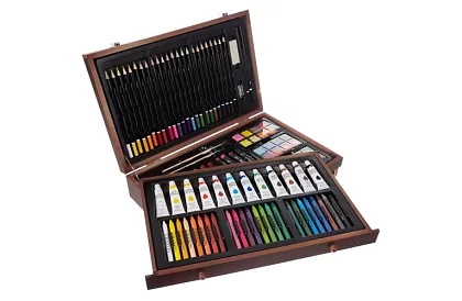 Sada na malování v dřevěném pouzdře – 130 položek