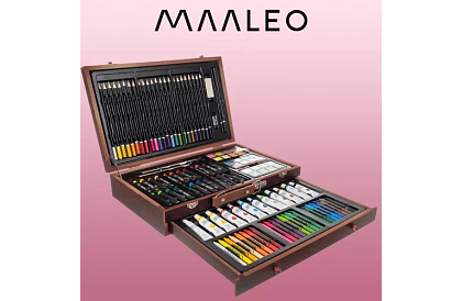 Sada na malování v dřevěném pouzdře – 130 položek