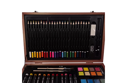 Sada na malování v dřevěném pouzdře – 130 položek
