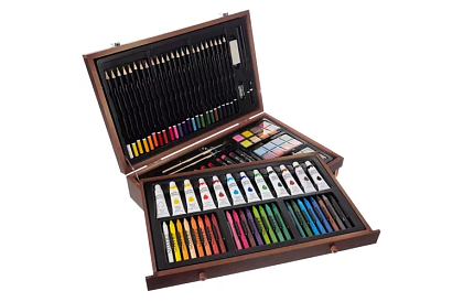 Sada na malování v dřevěném pouzdře – 130 položek