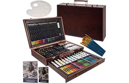 Sada na malování v dřevěném pouzdře – 130 položek
