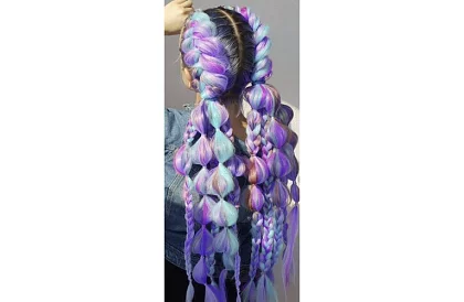 Syntetické ombre copánky na vlasy fialovo modré