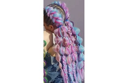 Syntetické ombre copánky na vlasy fialovo modré