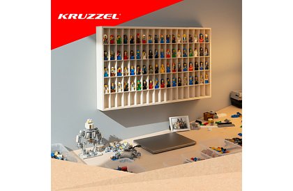 Dřevěná polička - organizér na autíčka - 90 přihrádek