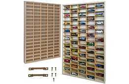 Dřevěná polička - organizér na autíčka - 90 přihrádek