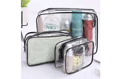 Průhledné kosmetické taštičky – sada 3 kusů