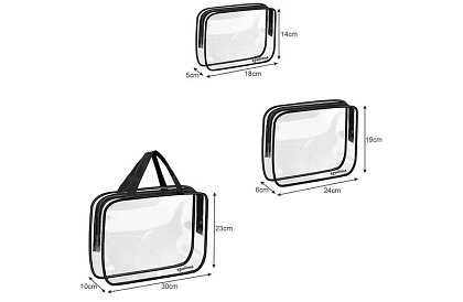 Průhledné kosmetické taštičky – sada 3 kusů