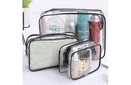 Průhledné kosmetické taštičky – sada 3 kusů